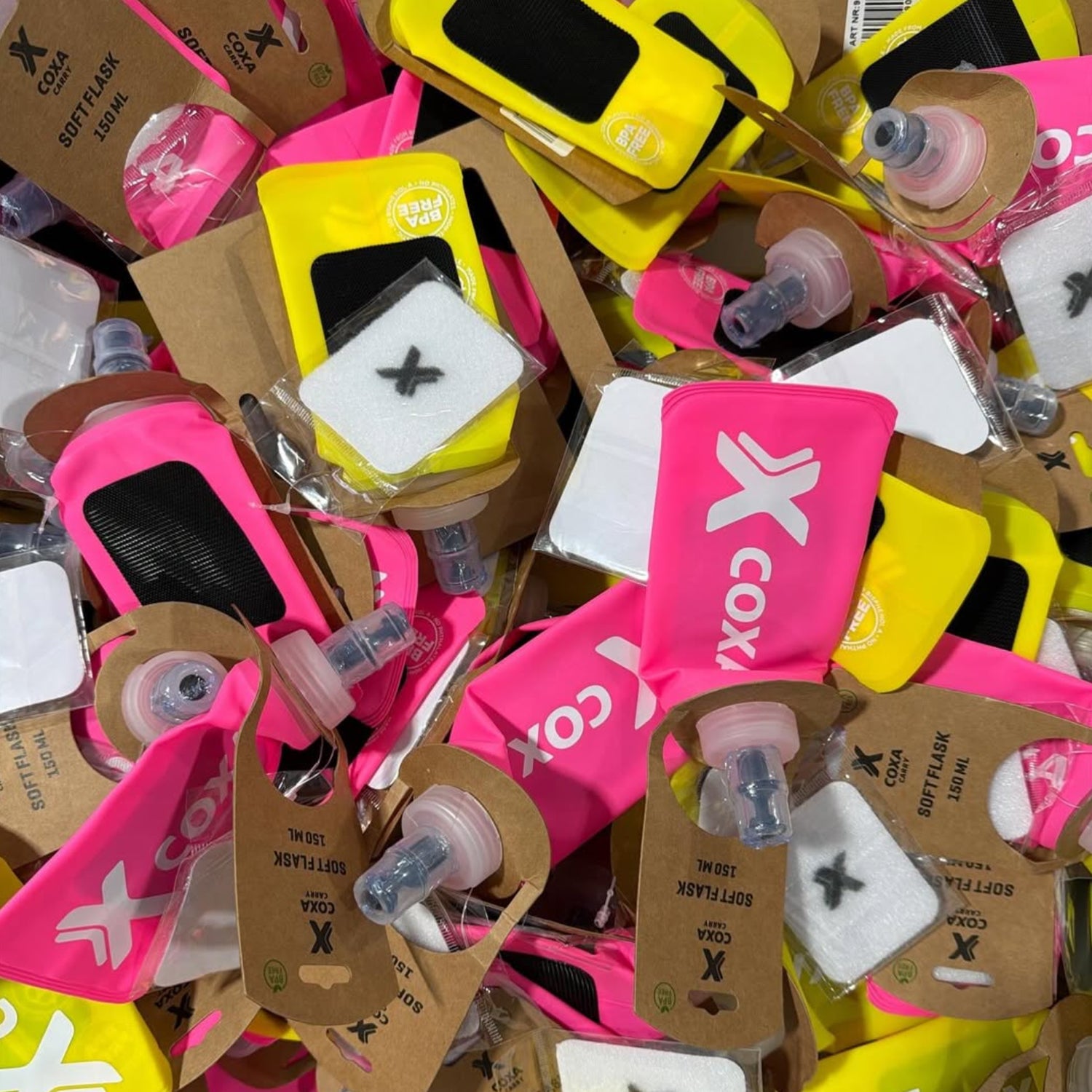 CoXa Soft Flask 150 ml with velcro and velcro patch - Color Yellow - Basket