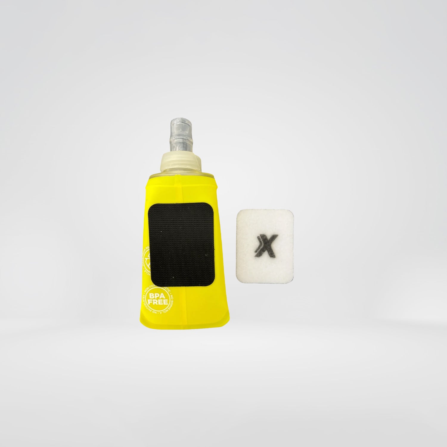 CoXa Soft Flask 150 ml with velcro and velcro patch - Color Yellow - Back View