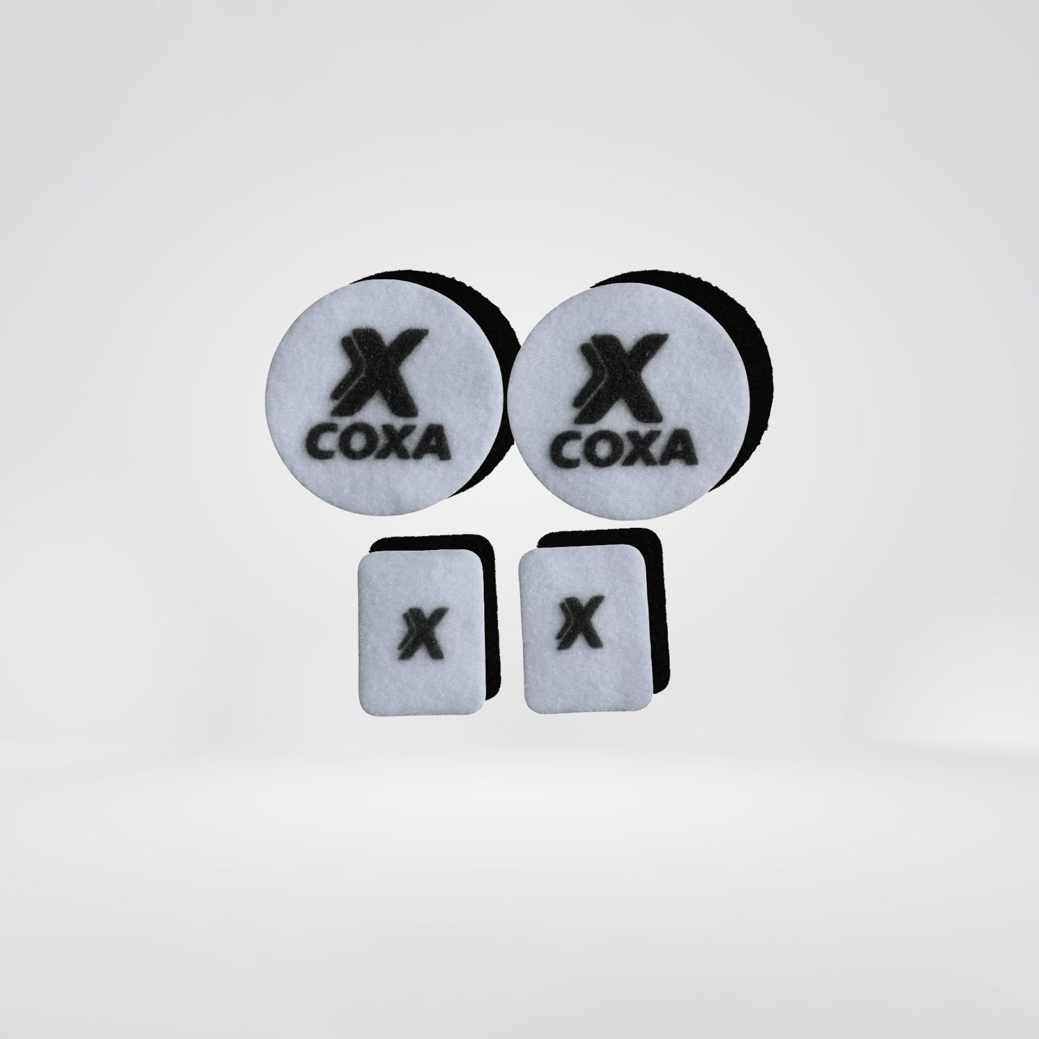 CoXa - 2 Round and 2 Square Velcro Patches for attachment of tube of race drink belt or gel soft flasks